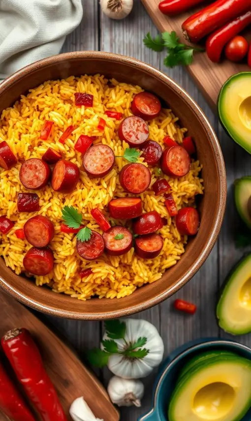 Arroz con Salchichas